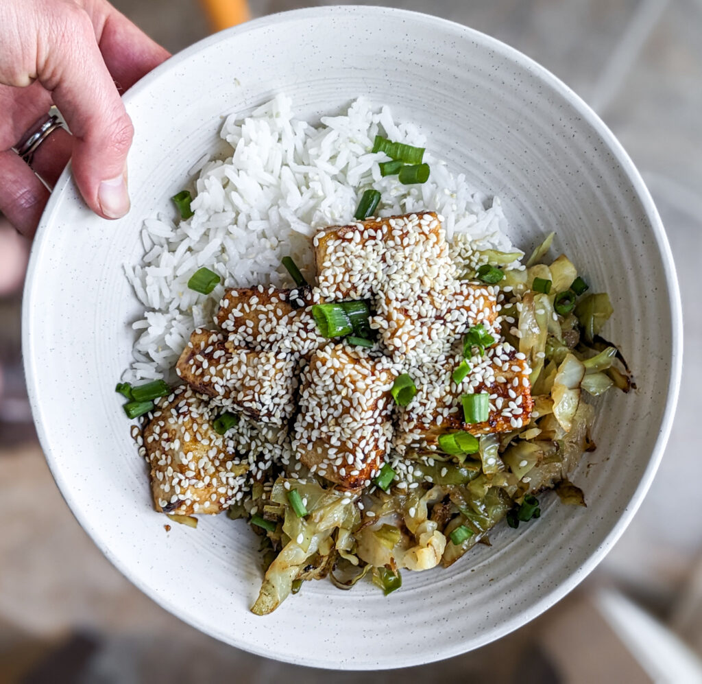 tofu with veggies and rice